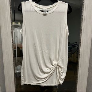 White Front Knot Sleeveless Tunic